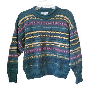 Vintage Adina Green Patterned Sweater